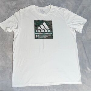 Adidas White and Green Graphic Tee